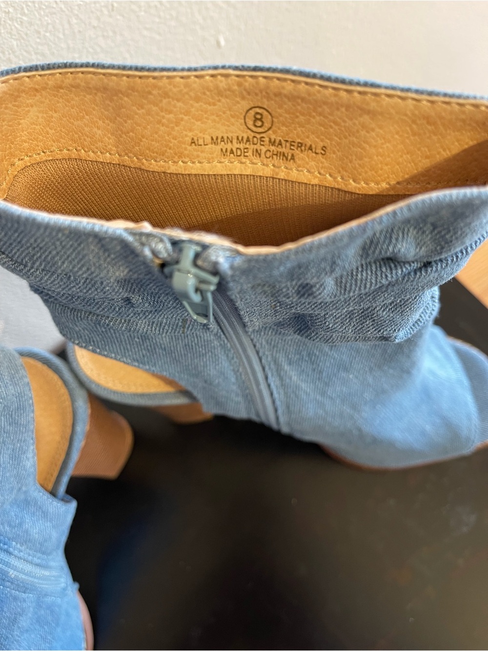 Denim Blue Open-Toe Slouch Heel Booties - Picture 6 of 7
